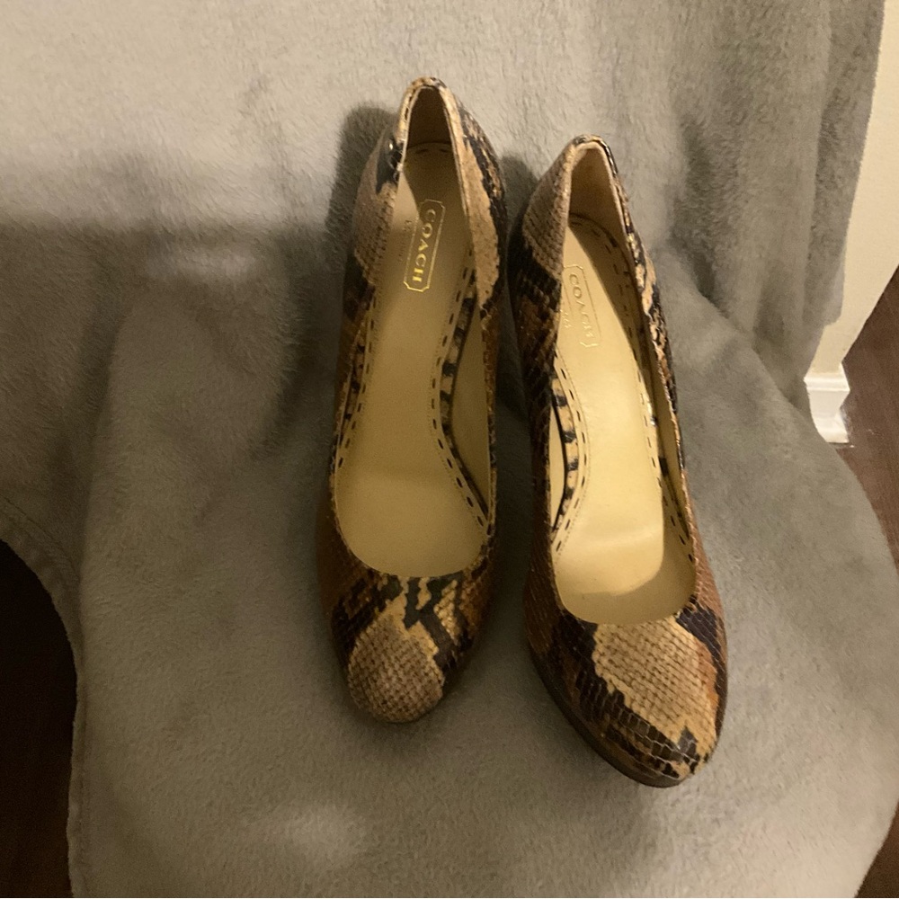 Coach Brown Snakeskin Heels